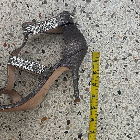 Antonio Melani silver rhinestone embellished heels open toe 8.5 formal cocktail - Picture 6 of 7